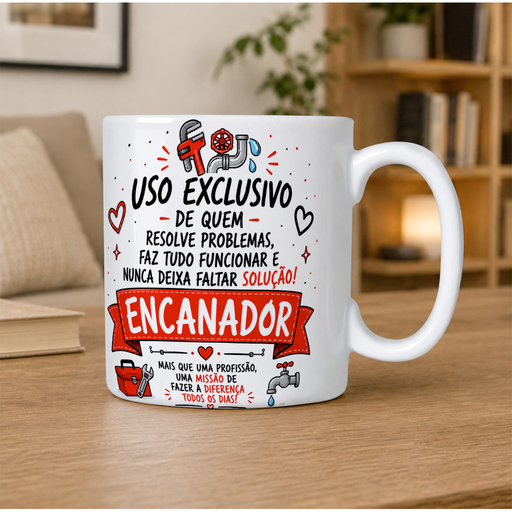 Caneca Porcelana Encanador Presente Criativo Profissão