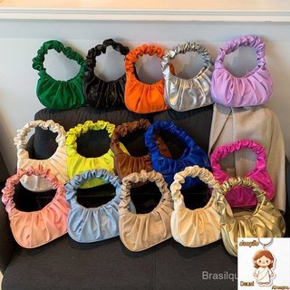 Saco de Nuvem Pregueado Moda Sólida Cor Sólida Grande Capacidade Bolsa de Mão