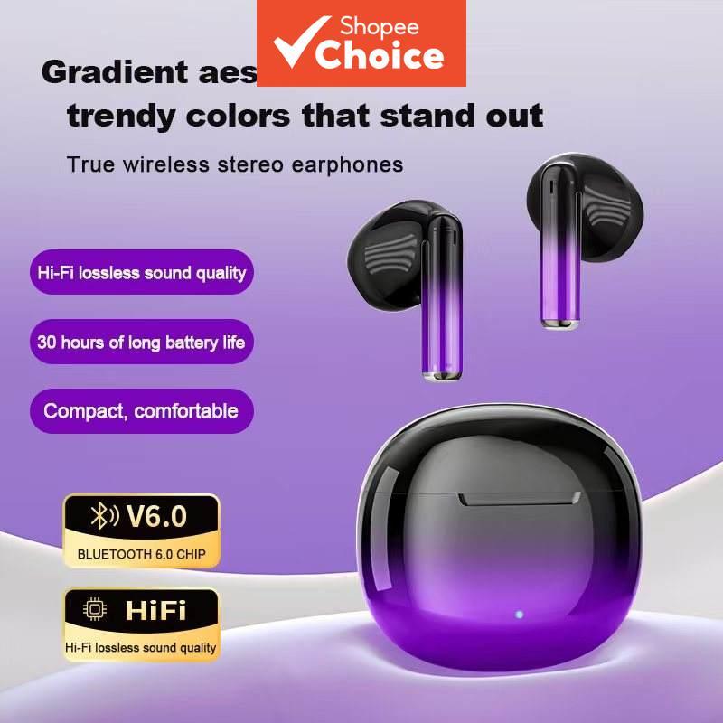 Fones de Ouvido Bluetooth Sem Fio Gradiente de Cor, Cancelamento de Ruído, Earbuds HiFi, Headset Gamer, Bateria de Longa