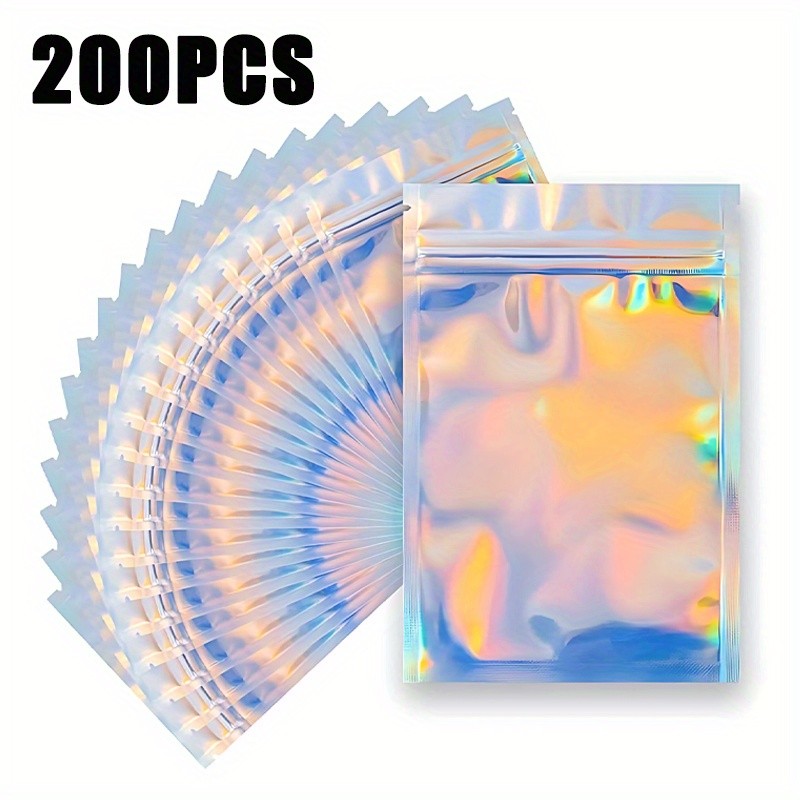 100 Pçs Laser Ziplock Saco Colar Brincos Jóias Presente Sacos De Embalagem Casos De Telefone Celular Coloridos Organizad