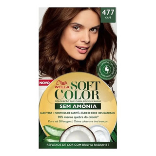 Tonalizante Soft Color Wella Sem Amônia Tinta De Cabelo 477 Café Kit Coloração Capilar Com Óleo De Coco Brilho Intenso