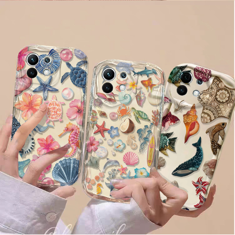 Verão Oceano Vida Floral Padrão Caso Para Samsung Galaxy A15 A14 A55 A05 A05S A03S A02S A32 A12 A23 Capa De Silicone Mac