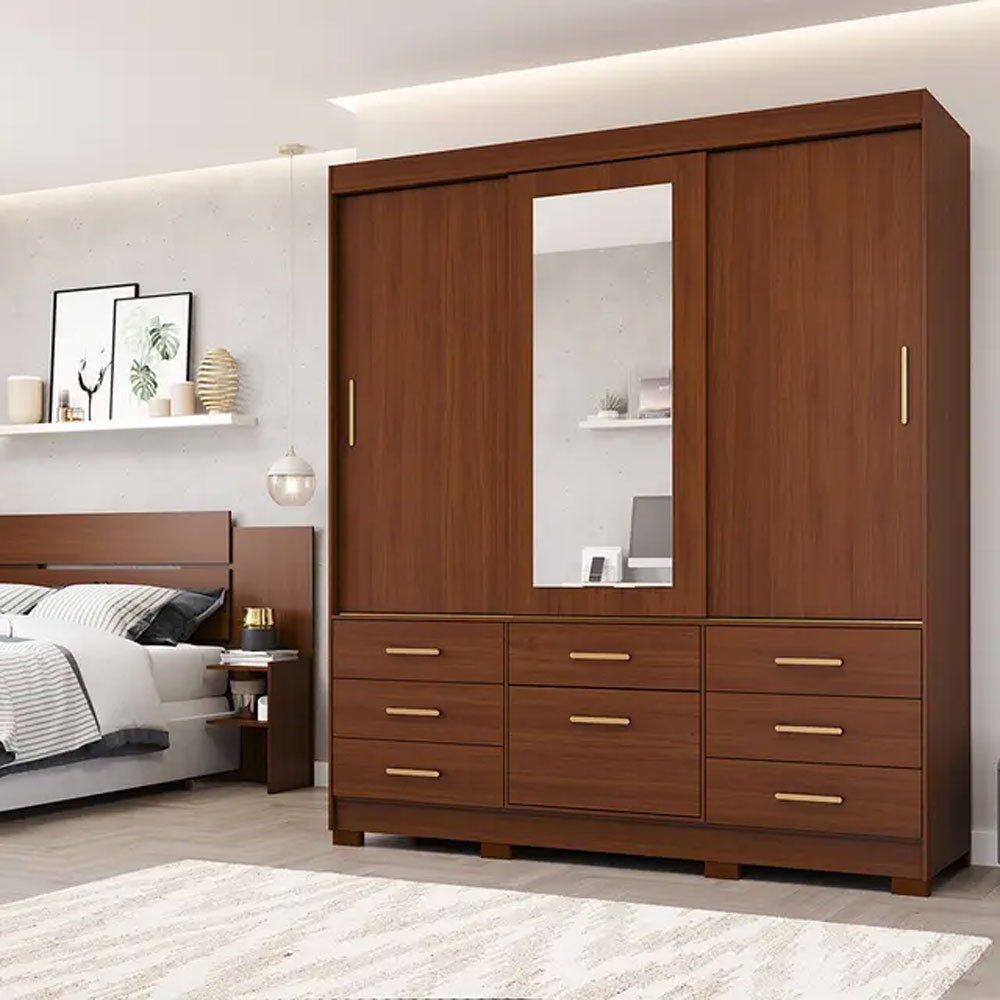 Guarda-Roupa Casal 3 Portas Correr 7 Gavetas Luíza Panan Roupeiro