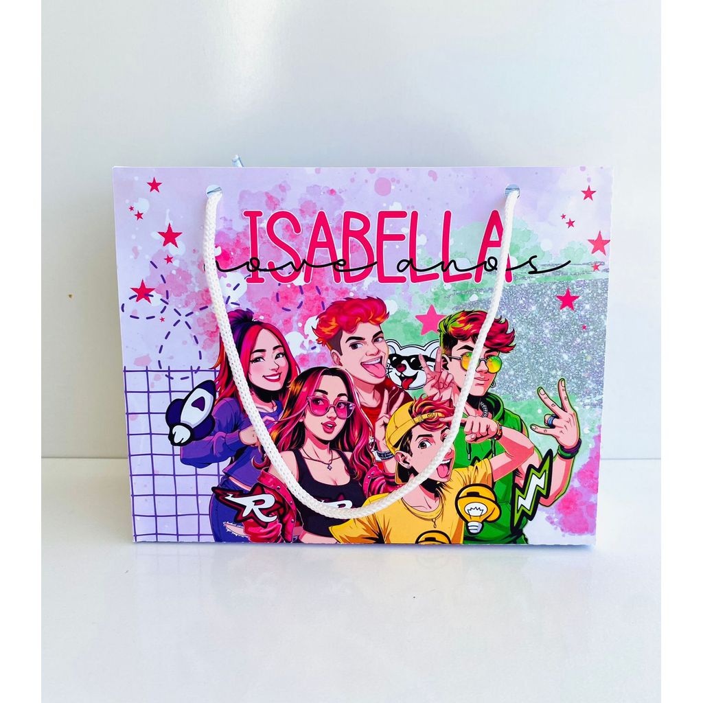 Sacolinha DOS ROSA Aquarela (pegue e monte) Personalizada - Lembrancinha Surpresa Festa Princesas Rosas Emilly Vick