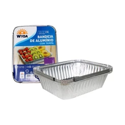 BANDEJA DE ALUMÍNIO COM TAMPA D6 500ml COM 10un WYDA