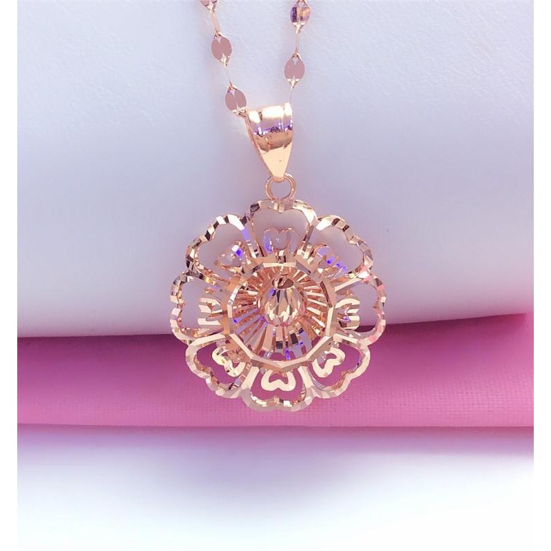 Kamasana Rússia 585 Senhoras Roxo Ouro Flor Pingente Brilhante Banhado 18k Ouro Rosa Atmosférico Colar de Ouro Colorido
