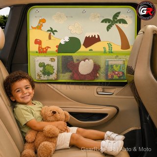 Proteção Solar Para Carro Verão Desenhos animados padrão carro cortina para crianças com Bolso de Rede