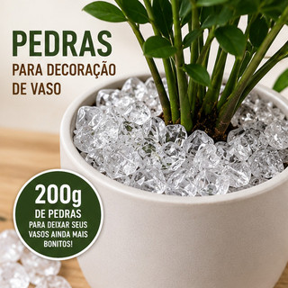 Pedra Para Decoração Vaso de Planta 200g Cristal Gelo Transparente Arranjos Enfeites Jardim Paisagismo Artesanato Vidro