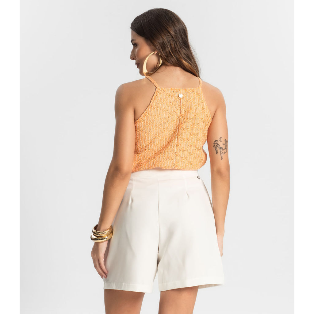 Blusa De Alça Em Tricot Endless Laranja