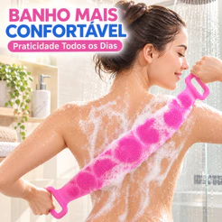 Escova de Banho de Silicone 70cm Dupla Face Massageadora Esfoliante para Costas Corpo Inteiro com Alças