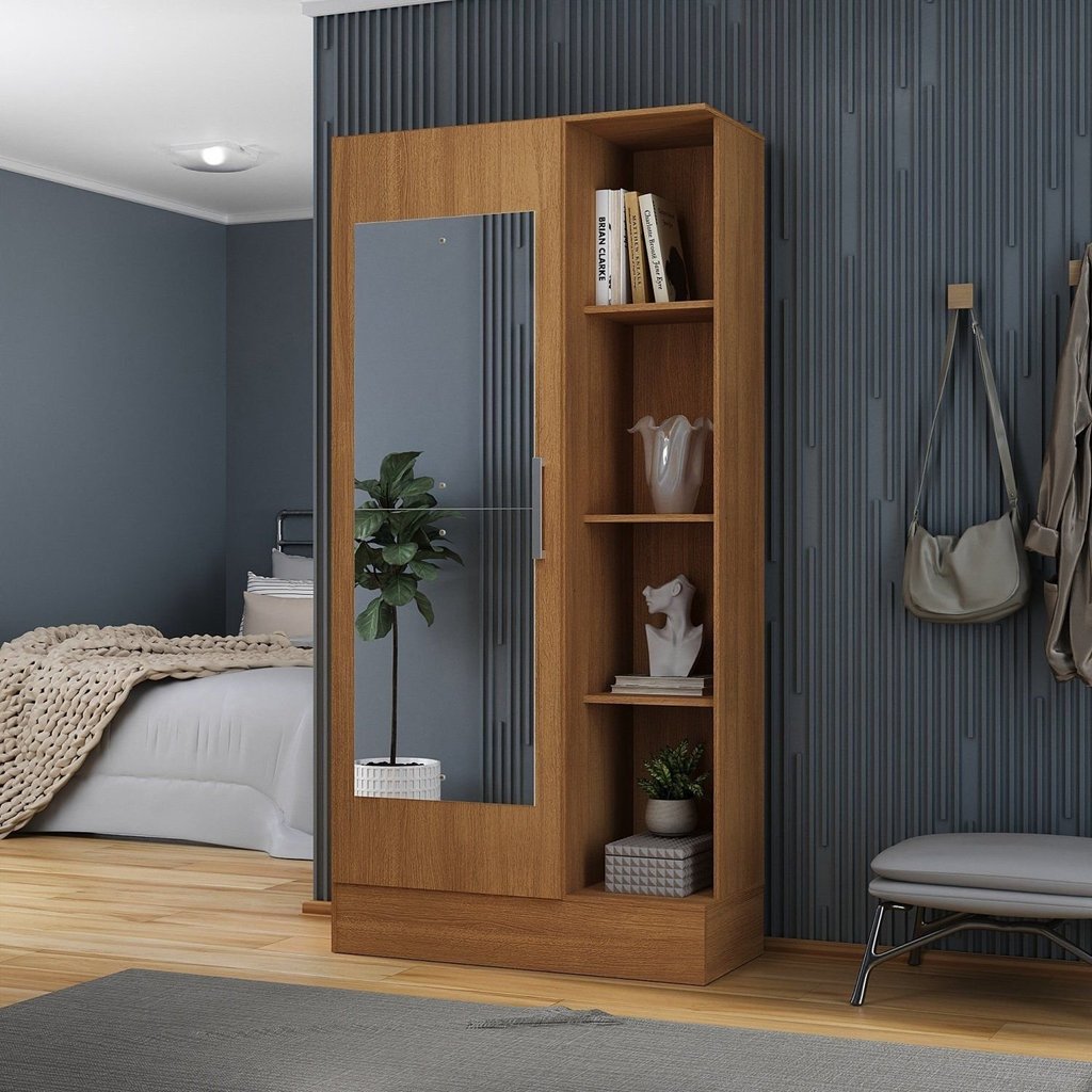 Sapateira para Quarto 1 Porta com Espelho Espresso Móveis Cinamomo