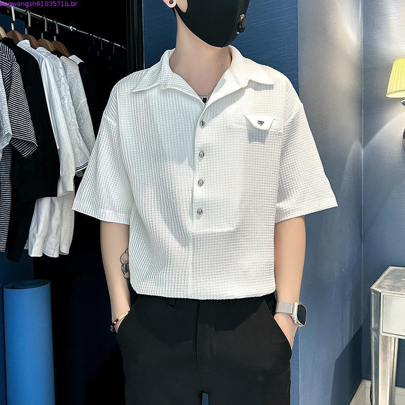 Novo estilo csa de manga curta moda masculina verão Design sentido único All-Match nicho temperamento masculino