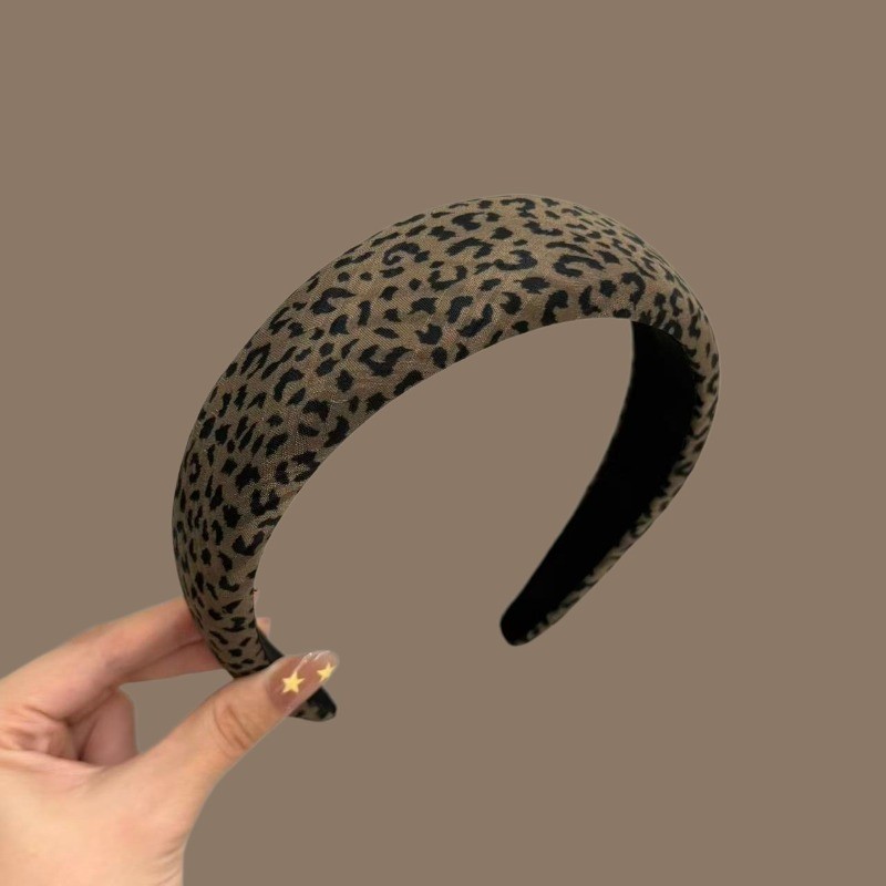 MAUROPOLI alta crânio superior rosto lavagem pressão bandana moda Hairpin acessórios de cabelo cor café leopardo im