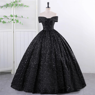 Vestido de noite feminino preto com lantejoulas, vestido de aniversário para adultas, saia tutu ZZVH