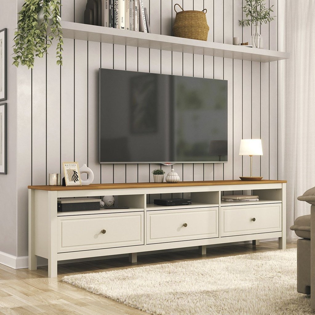 Rack para TV até 75 Polegadas MDF 210cm Pés em Madeira Maciça Tampo Ananda CabeCasa MadeiraOriginals 210