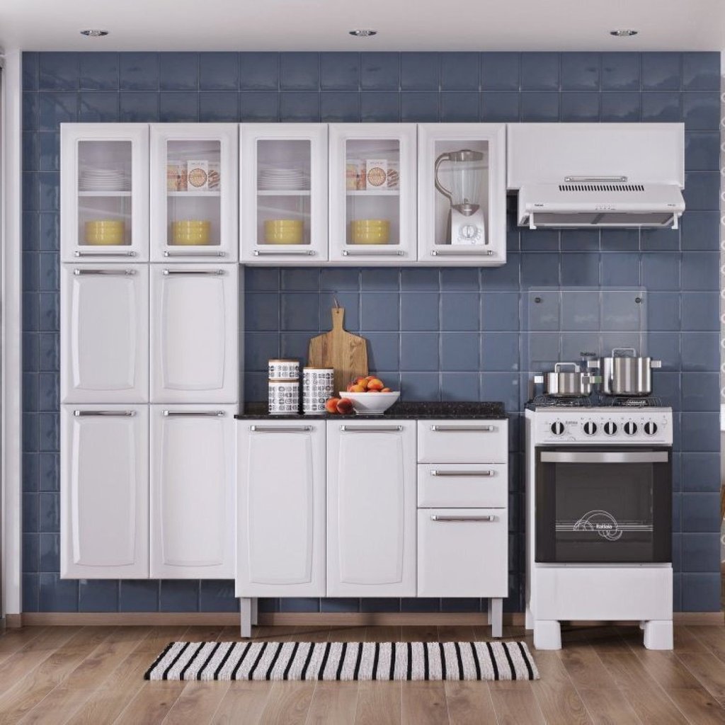Cozinha Completa Modulada 4 Peças 13 Portas 2 Gavetas Luce Itatiaia Branco Branco