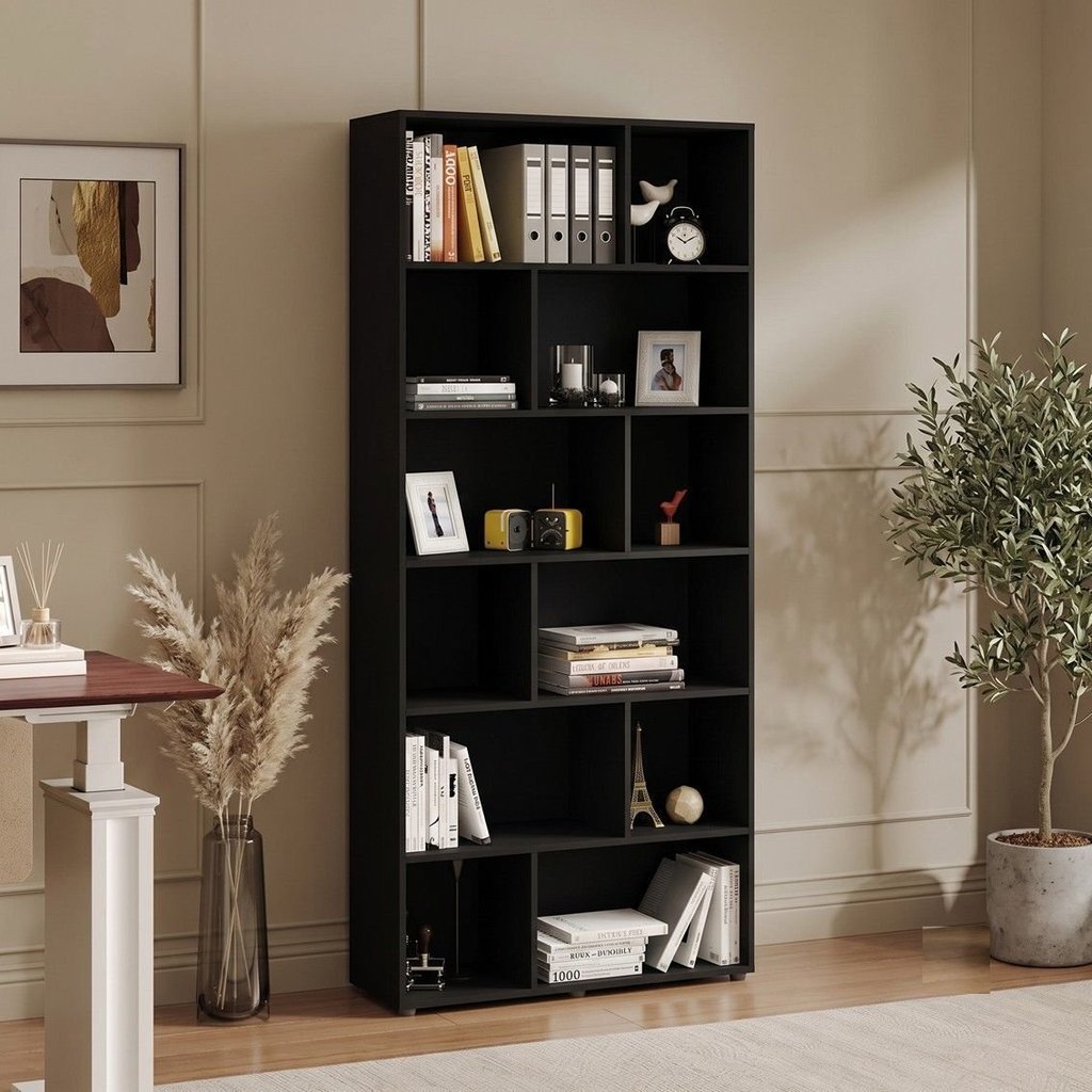 Estante de Livros 90CMX204CM 12 Nichos Xangai Preto Preto