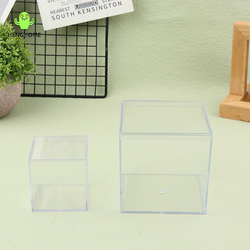 HENGHOME 1Pc Caixas Acrílicas Transparentes Com Tampa Organizador De Plástico Pequeno Quadrado Paing Caixa Recipiente De