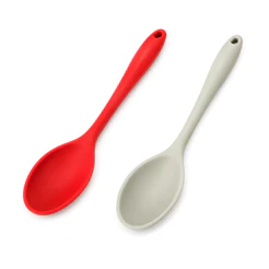 Colher Funda De Silicone 20,5cm Hauskraft Cinza e Vermelho