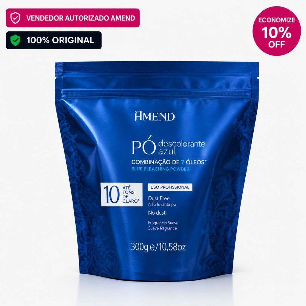 Pó Descolorante Rápido 12 Óleos Abre Até 10 Tons Amend Cosmetics - 300g Azul