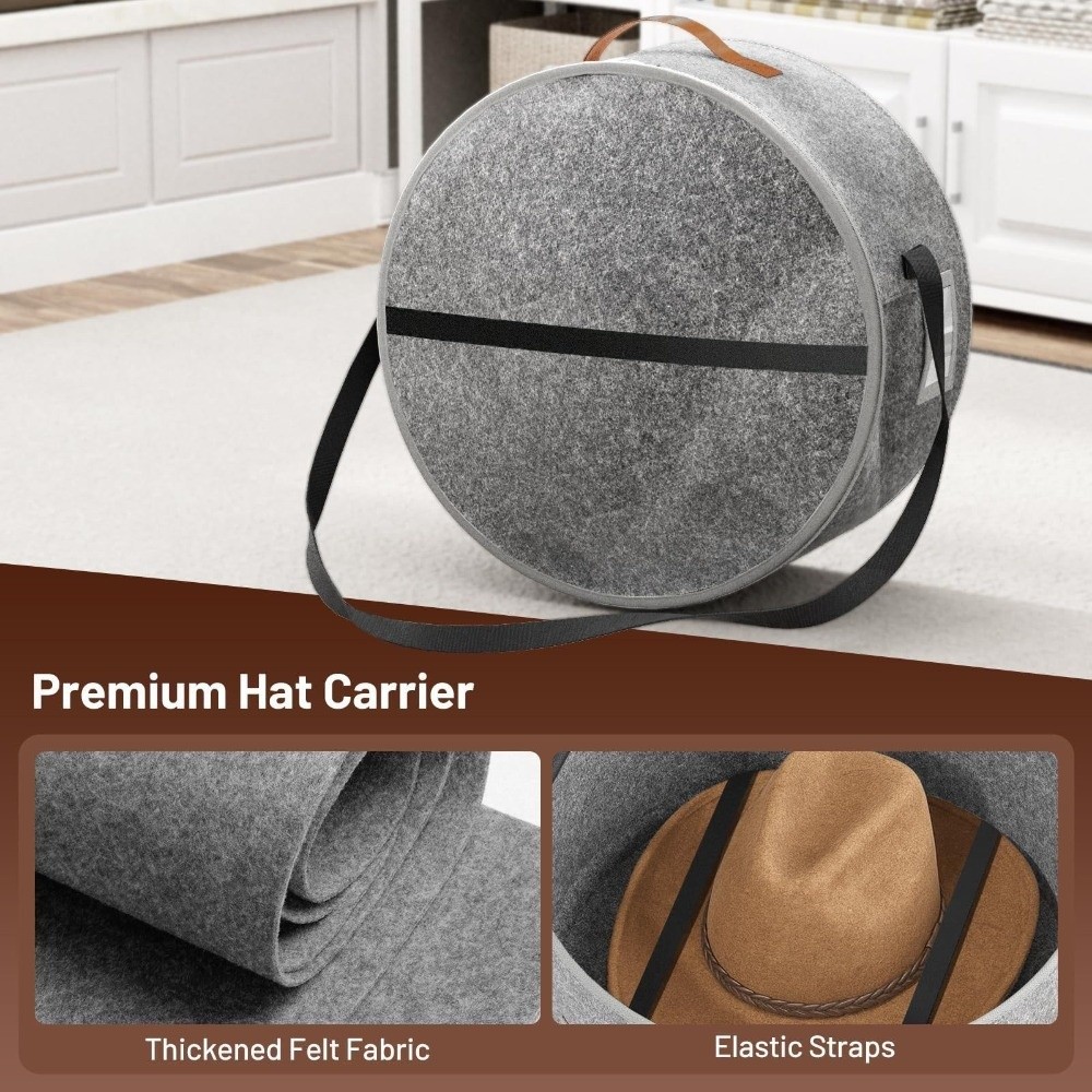 MYRON1 Caixa De Armazenamento De Chapéu , Dobrável De Grande Capacidade Para Mulheres E Homens De Cowboy De Pano De Felt — imagem 2 de 2
