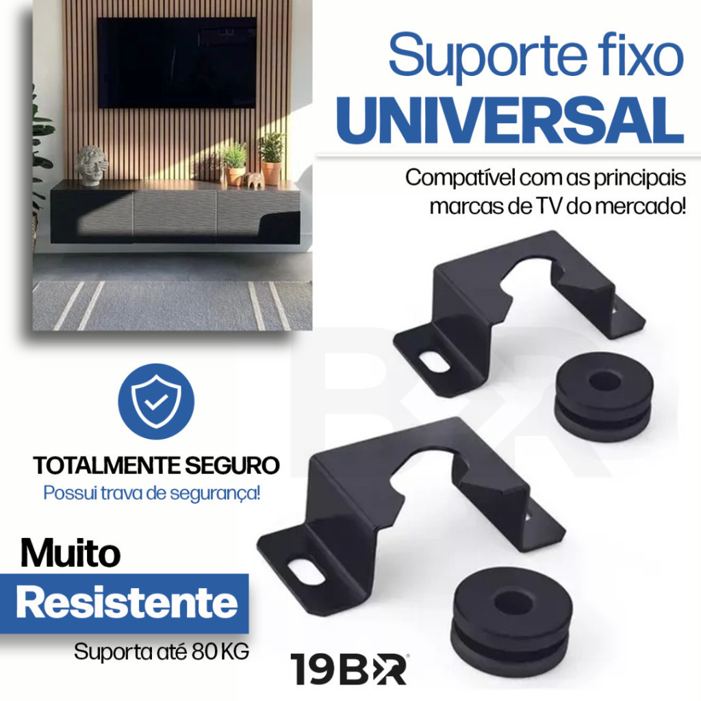 Suporte TV Universal Fixo – LED, LCD e Plasma | 10” a 84” | Até 80kg