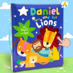 Livro Infantil Histórias Bíblicas Em Inglês Com Toque E Sinta - Daniel And The Lions | Bíblia Para Bebê Sensorial