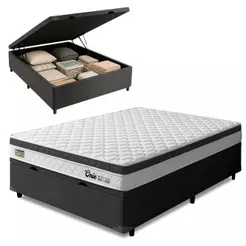 Cama Box Baú Casal Espuma Ortopédica Onix D33 138x188x61cm Hellen - Suporta até 120 kg por pessoa