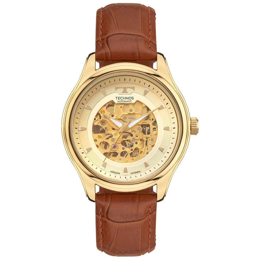 Relógio Technos Masculino Automático Skeleton Dourado - 8N24AQ/0X