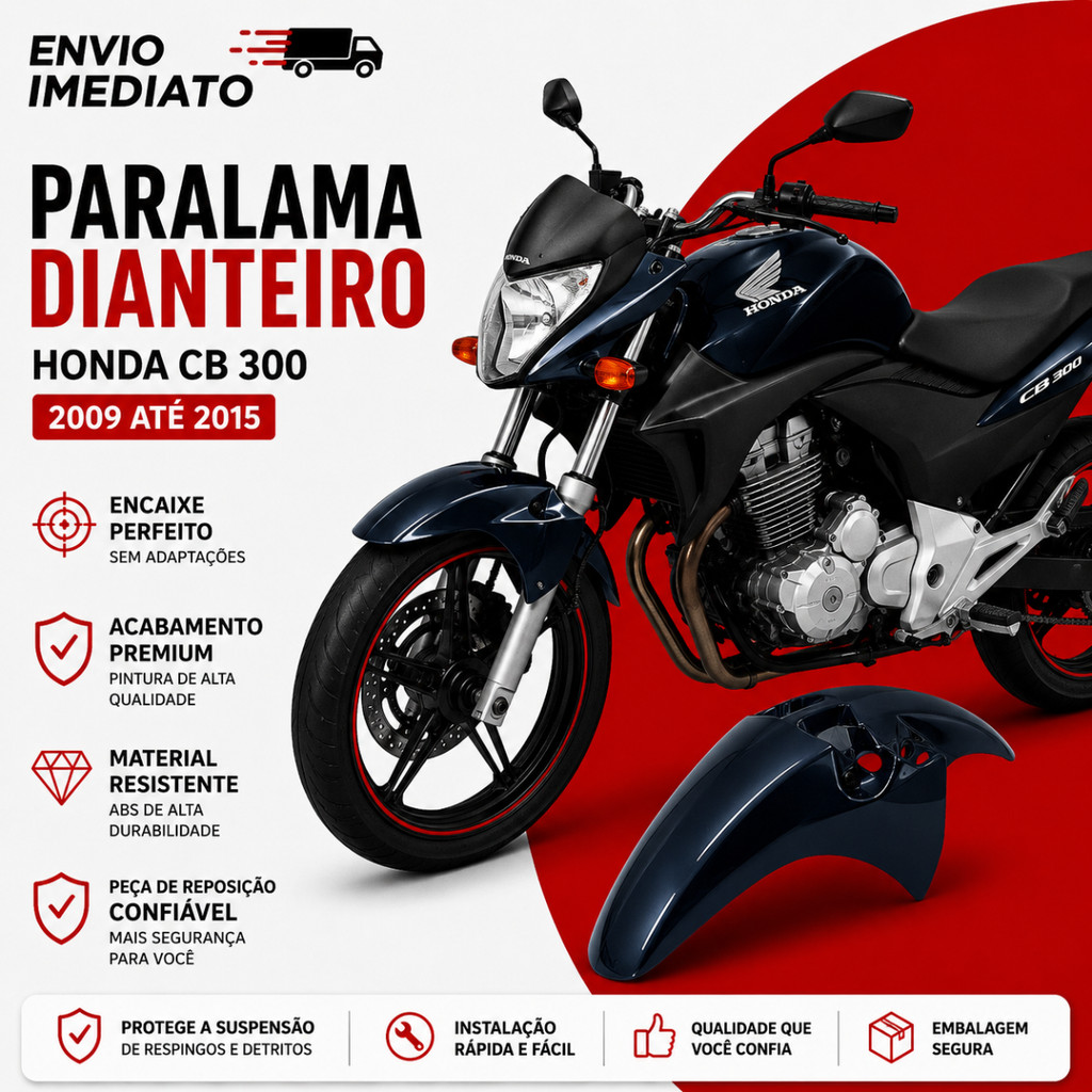 Paralama Dianteiro Honda Cb 300 Cb 300R 2009 Á 2015 Azul Perolizado Pro Tork