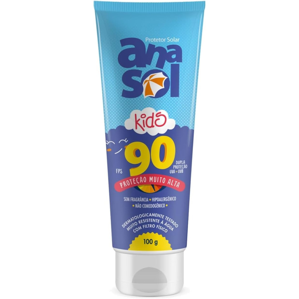 Protetor Solar Anasol Kids FPS90 UVA + UVB Sem Fragrância e Hipoalergênico 100g