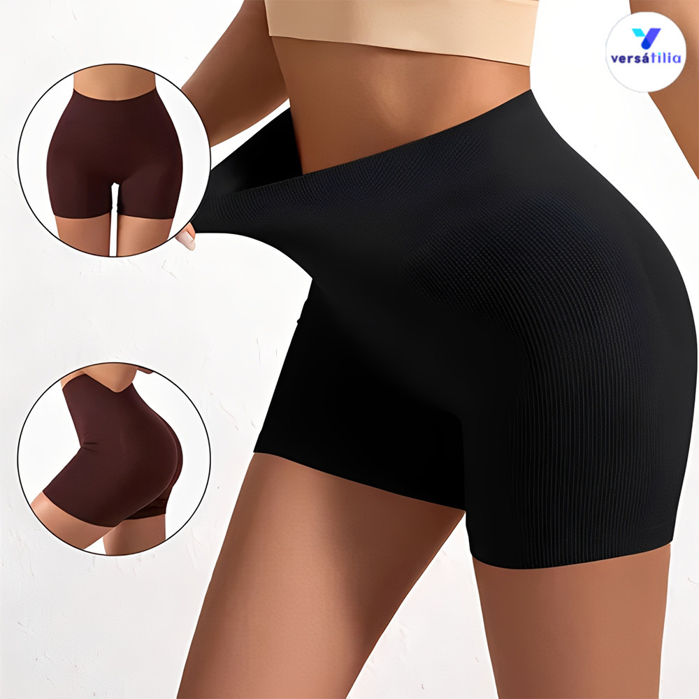 Short Canelado Premium para Academia – Poliamida, Zero Transparência, Cintura Alta com Compressão – Feminino P/M e G/GG