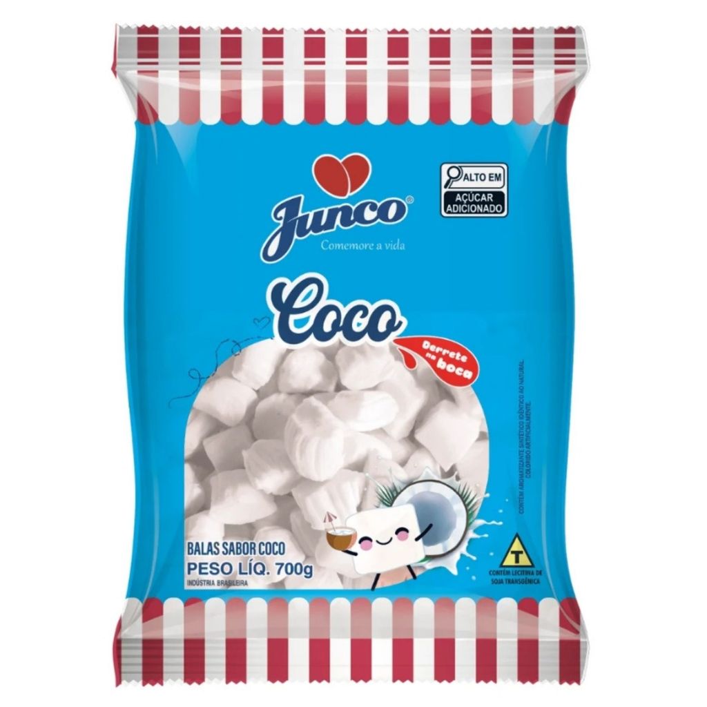 Kit Bala de Coco Junco 700g + 144 Papel de Bala Franja Escolha 3 Cores Aniversário Tradicional Festas Delícia Derrete — imagem 2 de 2