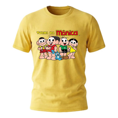 Camiseta Infantil Adulta Turma da Mônica Personagens Mônica Cebolinha Magali Cascão Unissex 100% Algodão Menino Menina
