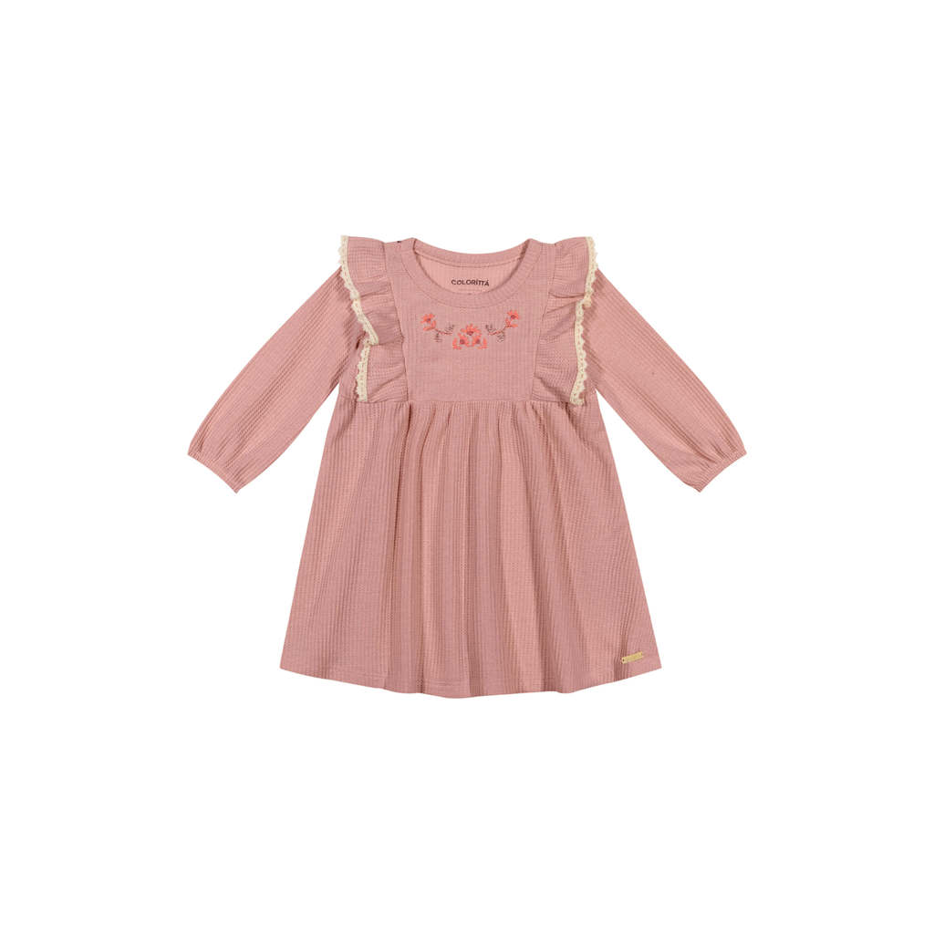 Vestido Bebê Menina Tricô Texturizado Colorittá Rosa