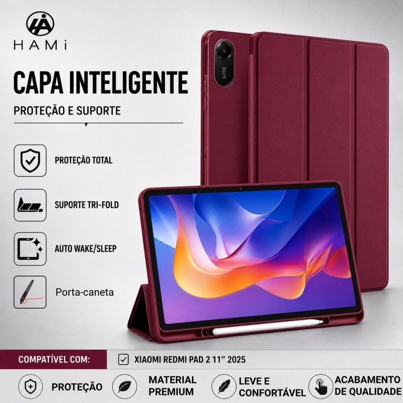 Capa Premium para Xiaomi Redmi Pad 2 2025 11" em Silicone com Suporte para Caneta Antichoque