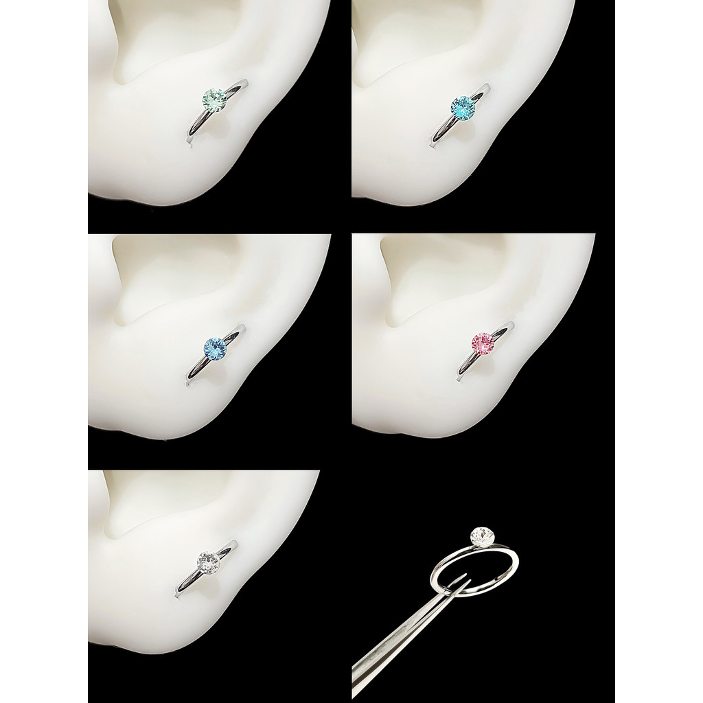 Brincos Duplos Perfurados!RINGRING Store Brincos de liga de titânio Brincos Hanako Brincos de anel de diamante Brincos B