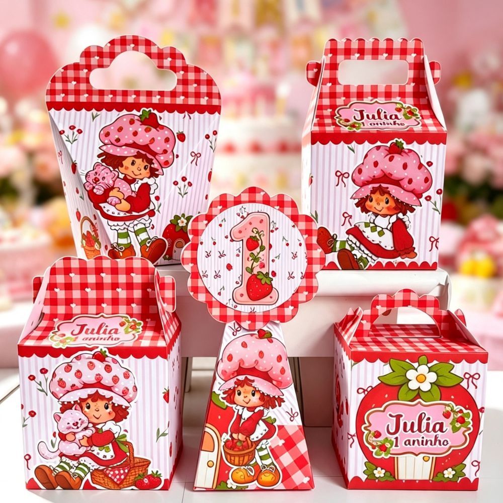 Personalizados MORANGUINHO ANTIGA  (PEGUE E MONTE) - kit festa - lembrancinha - aniversario - caixinhas personalizadas