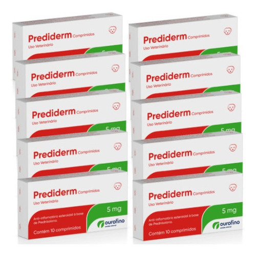 10 Prediderm 5mg Ourofino 10 Comprimidos Para Cães Anti-inflamatório