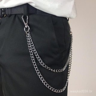 Corrente de calça unissex simples de dupla camada, acessório de moda punk hip-hop.
