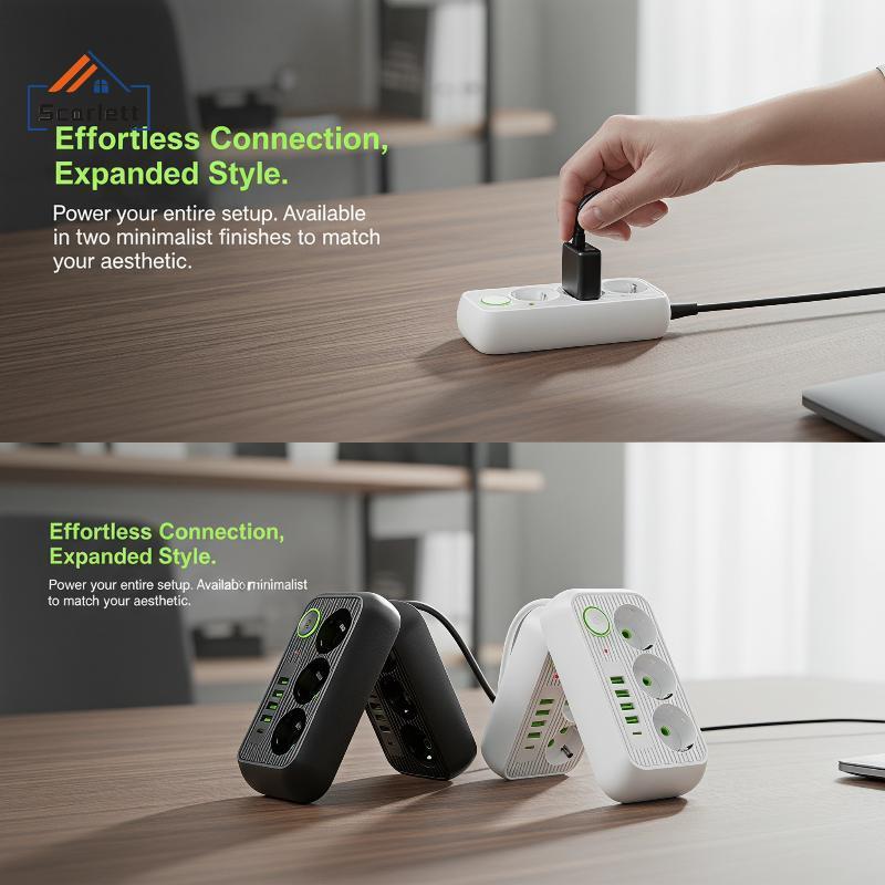 [Scarlett] KR EU Standard Power Strip 220V Extension Soet Com Portas USB Tipo C Para Uso Em Pequenos Eletrodomésticos [P