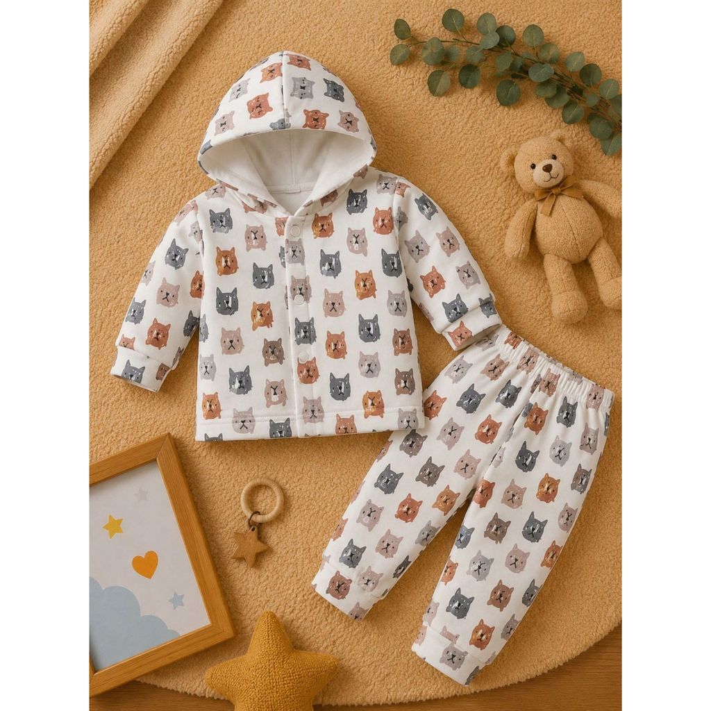Conjunto de Moletom Estampado Premium Inverno Quentinho para Meninos Blusa c/ Capuz + Calça