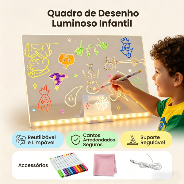 Luminária 3D Criativo Para Escrever Lousa De Mensagem Com Led Quadro Para Escrever Desenhar 3500K