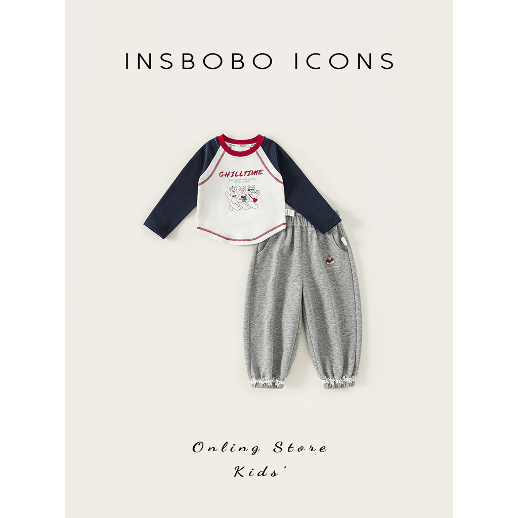 INSbobo meninas terno 2026 primavera novo estilo moda roupas de bebê primavera outono meninas moda esportiva na moda