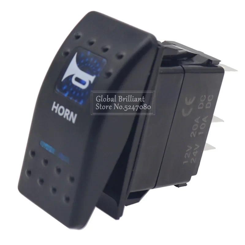 12v/24v Lâmpada Led Azul 5 Pinos Liga/Desliga SPST Interruptor De Botão Oscilante Carro Barco À Prova D'água Buzina