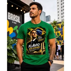 Camisa Flávio Bolsonaro Estilosa Algodão Ideal Para Patriotas