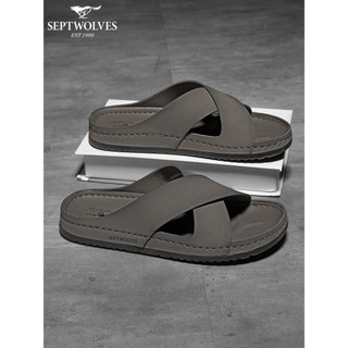 Sete lobos masculino antiderrapante sola macia exterior usar sapatos de praia 2026 verão novo estilo merda-piso aberto