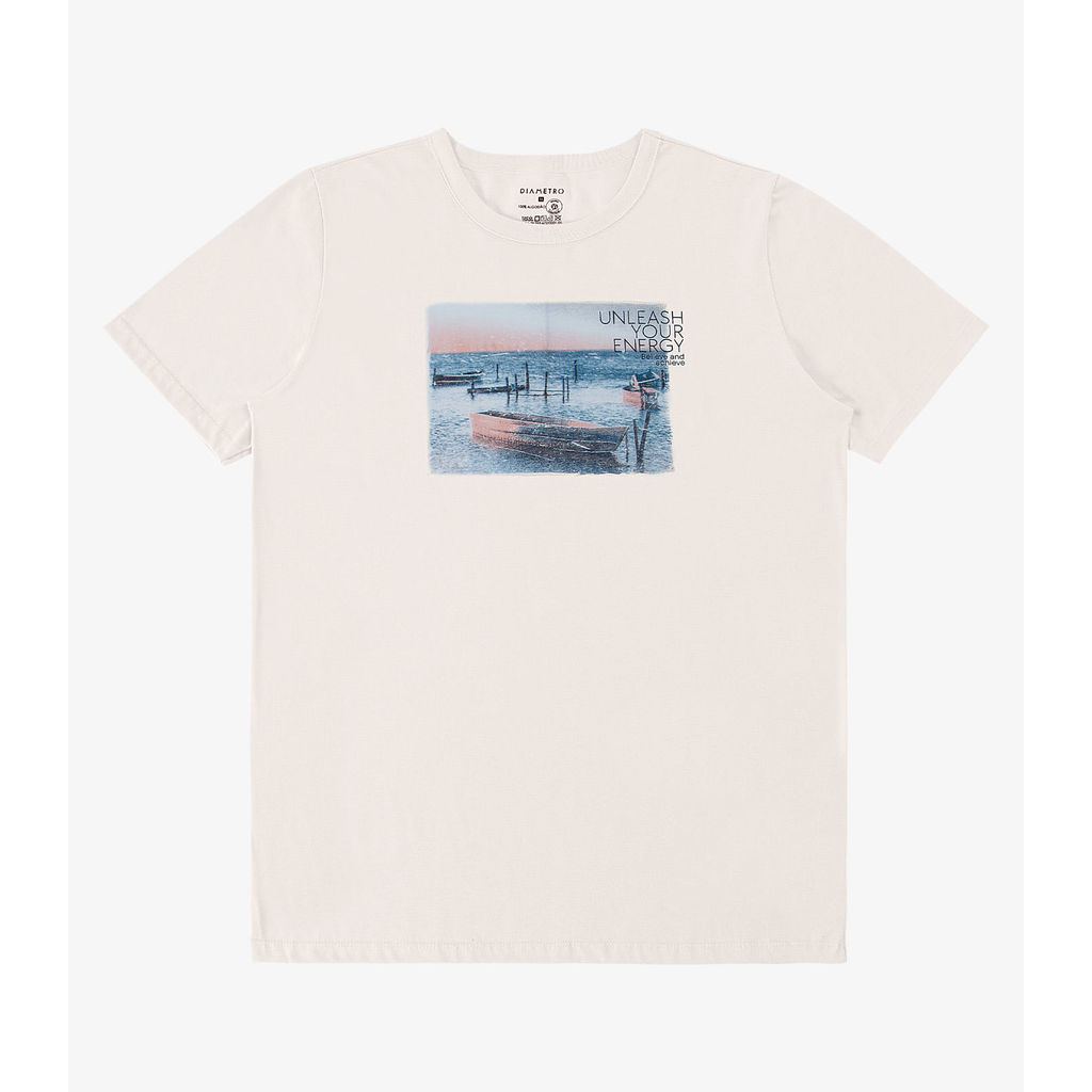 Camiseta Meia Malha Masculina Diametro Bege
