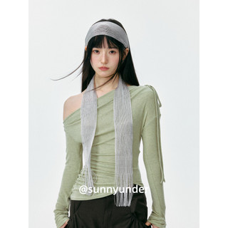 Nicho Design Flash gaze borla longo Streamer bandana feminino menina quente foto atmosfera gravata decoração do cabelo l