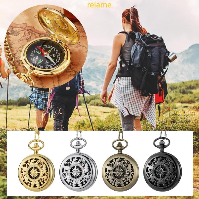 Rel Masculino Feminino Oco Retro Bolso Relógio Bússola Corrente Fecho